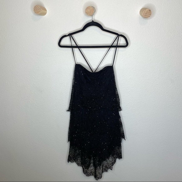 Azadeh San Francisco Black beaded mini layered dress - Picture 1 of 12